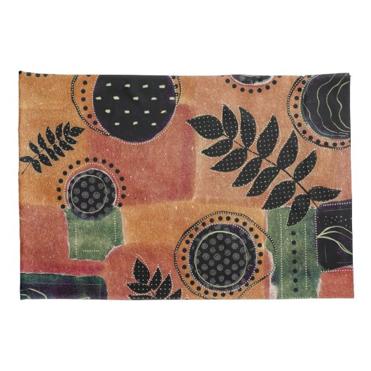 Abstracte geometrische cirkels en bladeren | kussensloop (Achterkant-Rechts)