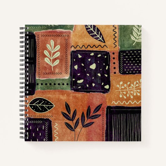 Abstracte geometrische cirkels en bladeren | notitieboek (Voorkant)