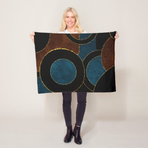 Abstracte geometrische cirkels goud glinsterfolie fleece deken