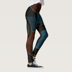 Abstracte geometrische cirkels goud glinsterfolie leggings