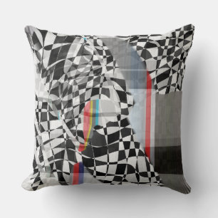 Abstracte Geometrische Collage Schachbrettpatroon Kussen