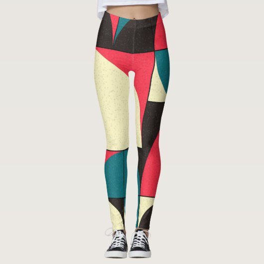 Abstracte geometrische, computationele kunstillust leggings (Voorkant)