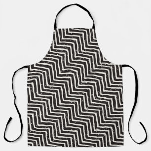 Abstracte geometrische doodle: zwart wit patroon schort