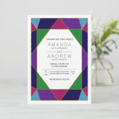 Abstracte geometrische edelstenen bruiloft kaart (Staand voorkant)