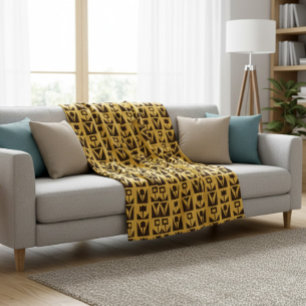 Abstracte geometrische gele bloemendeken fleece deken