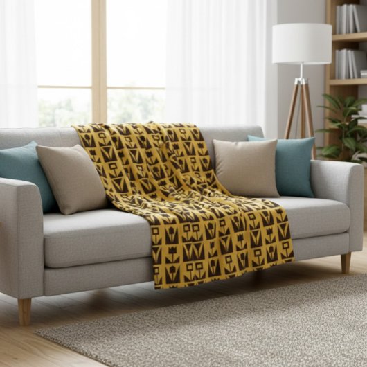 Abstracte geometrische gele bloemendeken fleece deken