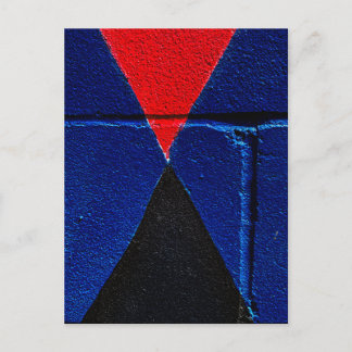 Abstracte geometrische geschilderde muur rood blau briefkaart