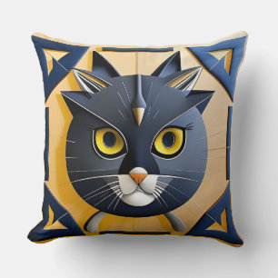 Abstracte Geometrische Gestileerde Kat Kussen