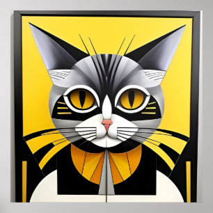 Abstracte Geometrische Gestileerde Kat Poster