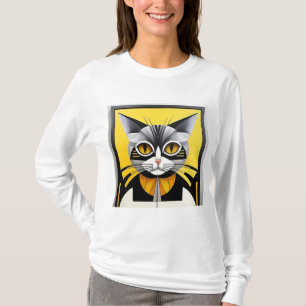 Abstracte Geometrische Gestileerde Kat T-shirt