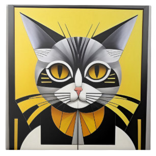 Abstracte geometrische gestileerde kat tegeltje