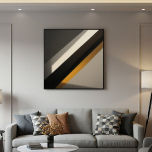 Abstracte geometrische gouden diagonale strepen poster