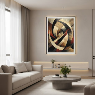 Abstracte geometrische houtstructuur poster