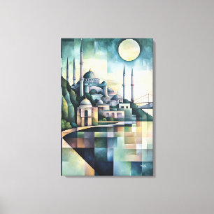 Abstracte Geometrische Istanboelse Silhouet Hagia Canvas Afdruk