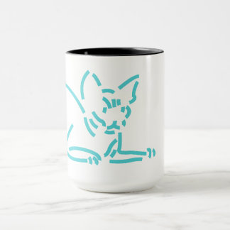 Abstracte Geometrische Kat | Symbolische Lijnconst Mok