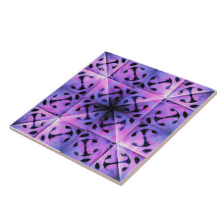 Abstracte geometrische keramische tegel 'Solar Fra Tegeltje