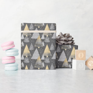 Abstracte geometrische kerstboom Elegant goud Cadeaupapier