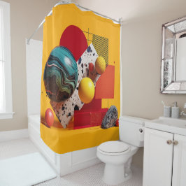 Abstracte geometrische kleurrijke compositie douchegordijn