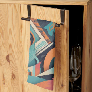 Abstracte geometrische kunst - Bold Vibrant Graphi Theedoek