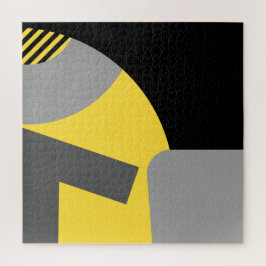 Abstracte geometrische kunst geel grijs zwart legpuzzel