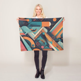 Abstracte Geometrische Kunst – Krachtige Levendige Fleece Deken