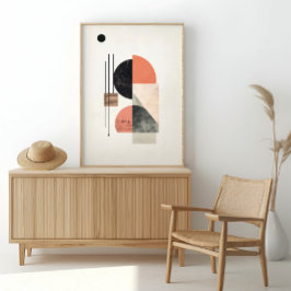 Abstracte geometrische kunst met natuurlijke textu poster