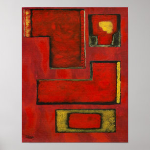 Abstracte Geometrische kunst met rood zwart schild Poster