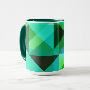 Abstracte geometrische kunst Mok in groen en Blauw