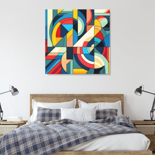 Abstracte geometrische kunst - samenstelling van h canvas afdruk (Insitu (Slaapkamer))