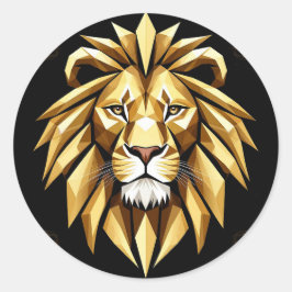 Abstracte geometrische leeuwenkunst met intense go ronde sticker