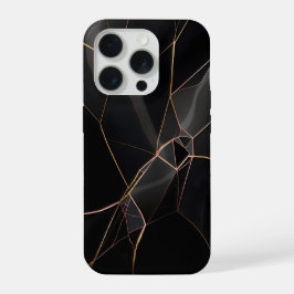 Abstracte Geometrische Lijnen Roze Goud Zwart Desi iPhone 15 Pro Hoesje