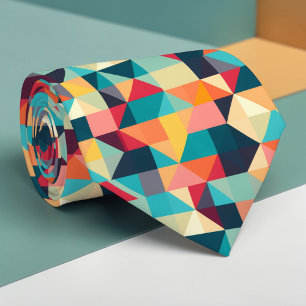 Abstracte geometrische meer-kleurige op maat gemaa stropdas