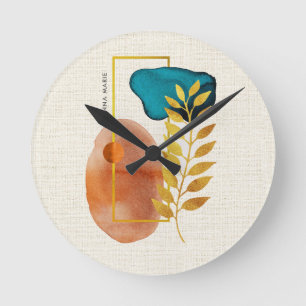Abstracte geometrische mid-century moderne minimal ronde klok