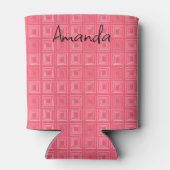 abstracte geometrische modieuze sixties roze blikjeskoeler (Achterkant)