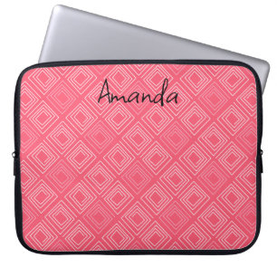 abstracte geometrische modieuze sixties roze laptop sleeve