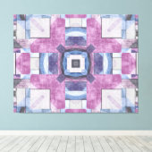 Abstracte geometrische mozaïek Paarse, blauw en gr Canvas Afdruk (Insitu (Houten vloer))