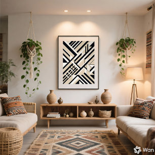Abstracte Geometrische Neutrale 3D-Lagen Canvas Afdruk