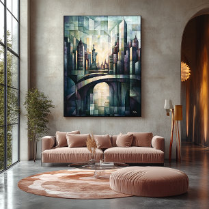Abstracte geometrische New York skyline standbeeld Canvas Afdruk
