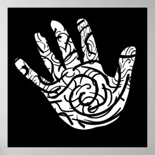 abstracte geometrische palmhand poster