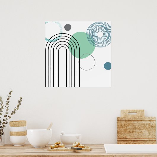 Abstracte geometrische pastel van het midden van d poster (Keuken)