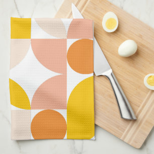 Abstracte geometrische patroonperzik Oranje geel Theedoek