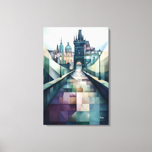 Abstracte geometrische Praag Skyline Charles Bridg Canvas Afdruk