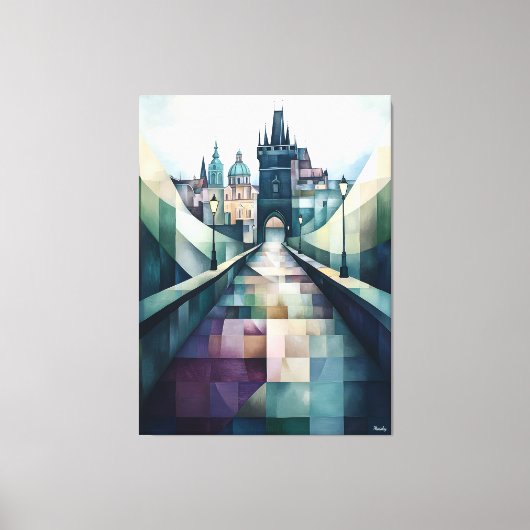 Abstracte geometrische Praag Skyline Charles Bridg Canvas Afdruk (Voorkant)