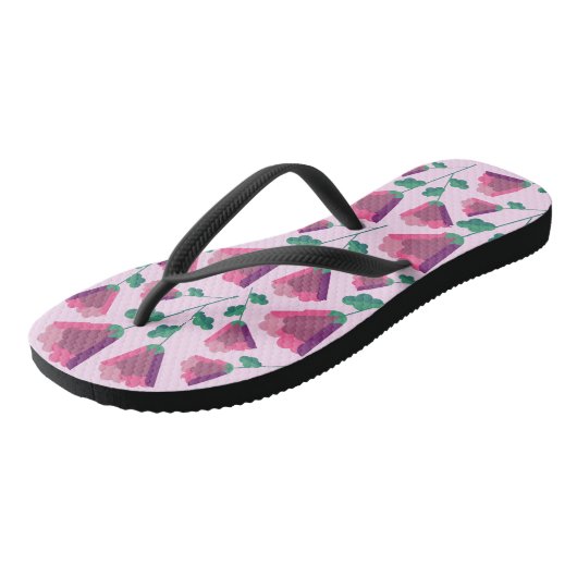 Abstracte geometrische roze bloemen teenslippers (Schuin)