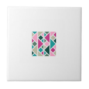 Abstracte geometrische roze Fuchsia turquoise Tegeltje