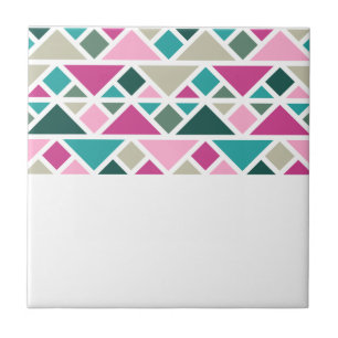 Abstracte geometrische roze Fuchsia turquoise Tegeltje