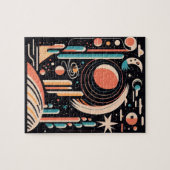 Abstracte geometrische ruimteplaneet. kosmos legpuzzel (Horizontaal)