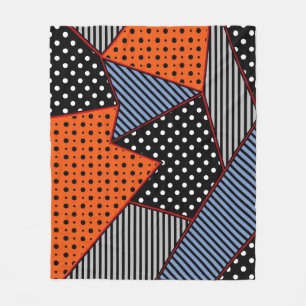Abstracte geometrische samenstelling: Oranje blauw Fleece Deken