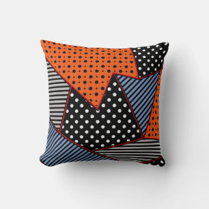Abstracte geometrische samenstelling: Oranje blauw Kussen