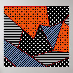 Abstracte geometrische samenstelling: Oranje blauw Poster